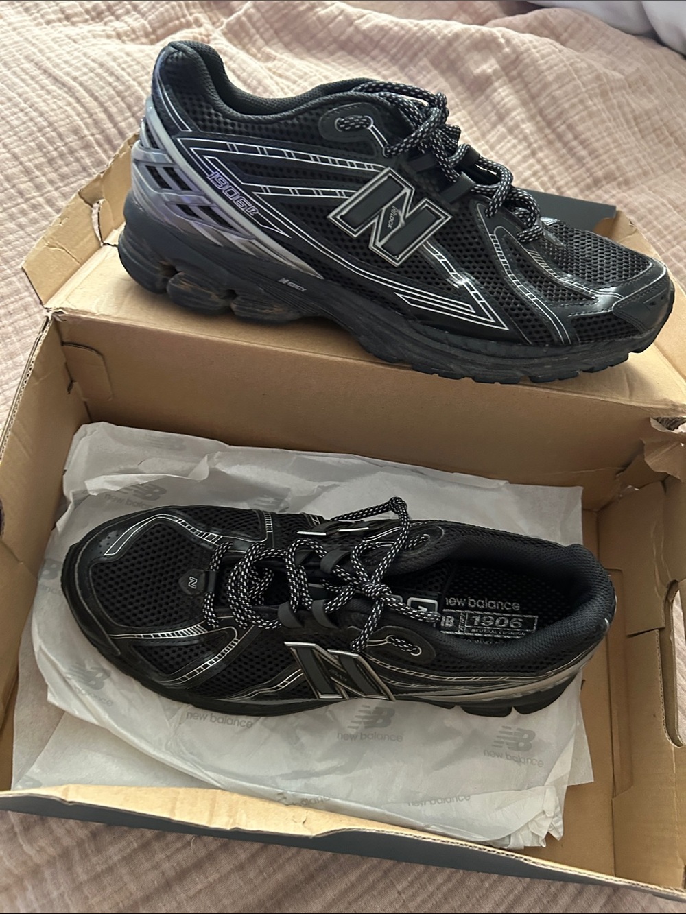 New Balance Black Mens 1906R Athletic Sneakers with Reflective Accents